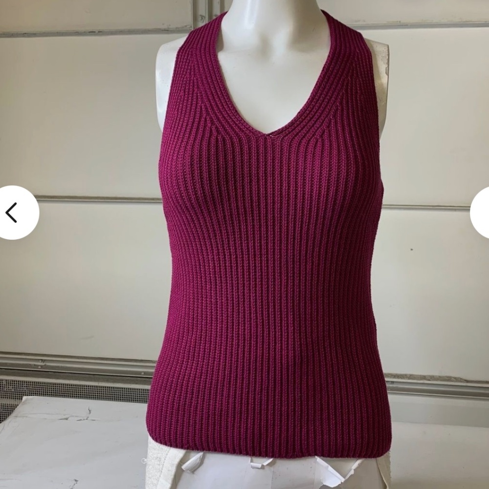 NWT BANANA REPUBLIC Textured Sweater Tank Top Women's Size Small Berry - Picture 3 of 11